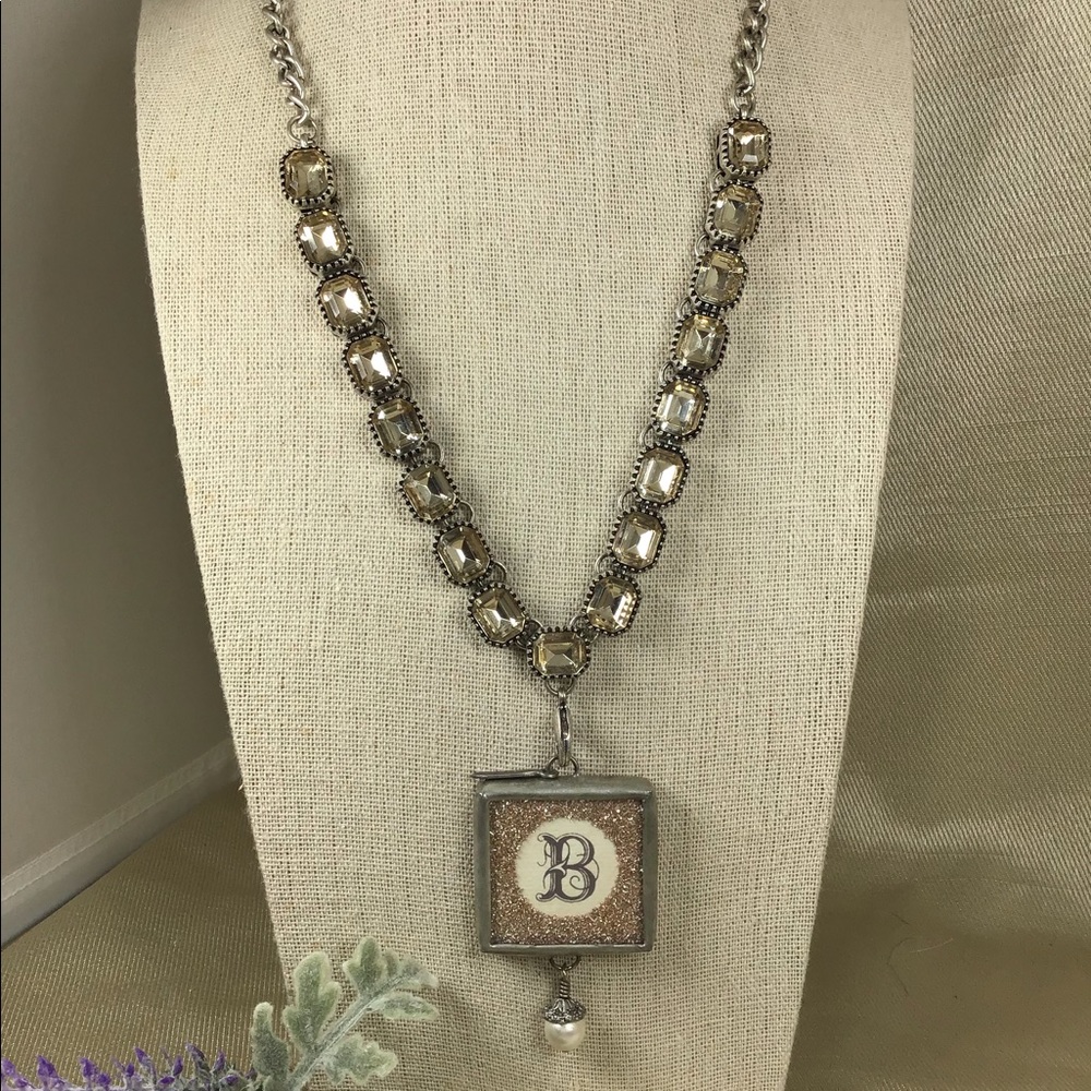 Crystal necklace with ‘B’ charm